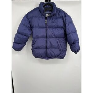 Sz S FIRST DOWN Puffer Coat Jacket Men Duck Feather REVERSIBLE NAVY BLUE/BLACK